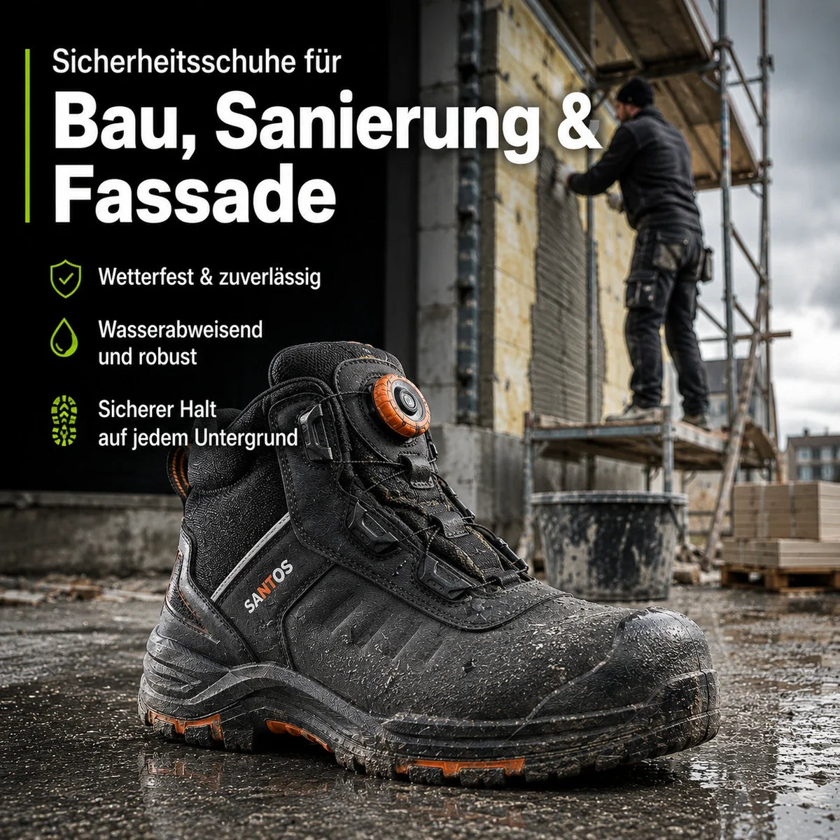 Sicherheitsschuhe für Bau, Sanierung & Fassade