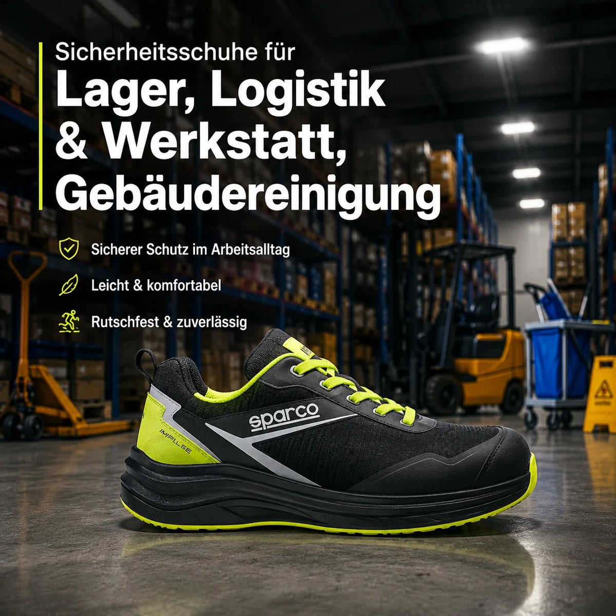 Sicherheitsschuhe für Lager, Logistik & Werkstatt, Gebäudereinigung